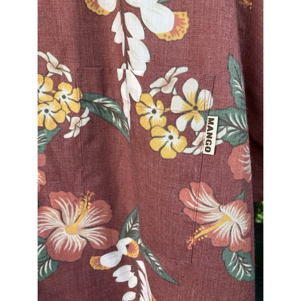 Vtg 90s Hawaiian Shirt Mens XL Red Floral Tropical Aloha Beach Camp Japan Made - Picture 5 of 6